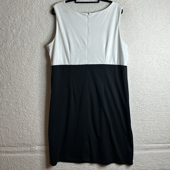 Perceptions Womens White Black Colorblock Sleeveless Sheath Dress PLUS 2X - Picture 5 of 9